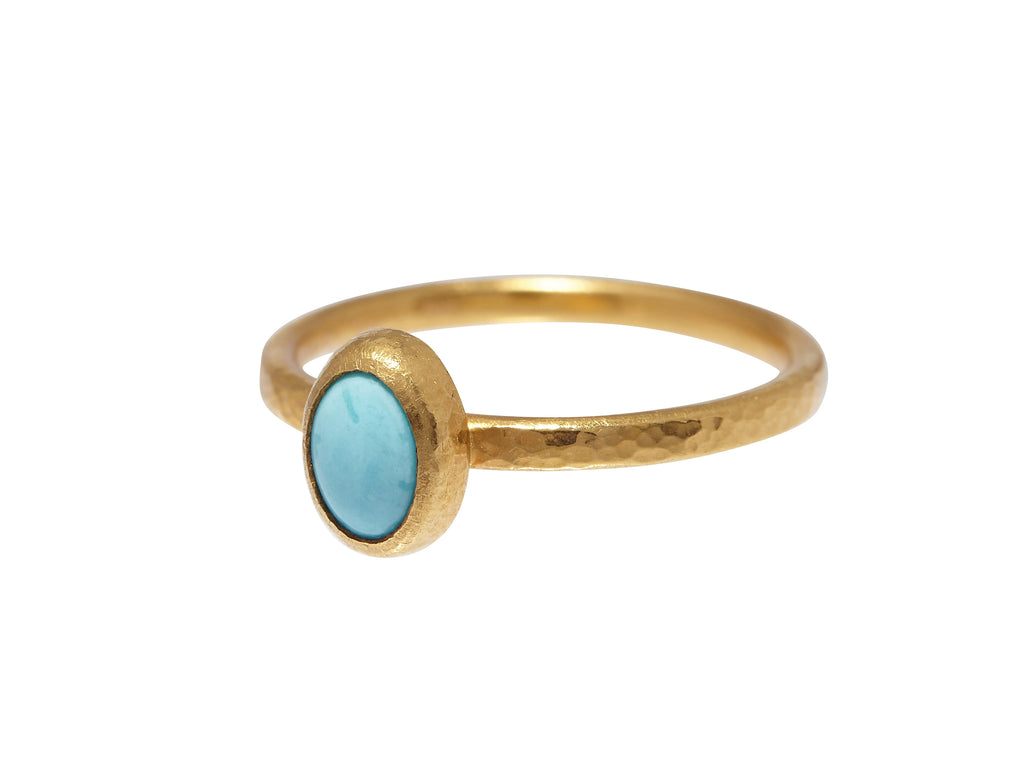 GURHAN, GURHAN Skittle Gold Stacking Ring, Small, with Turquoise