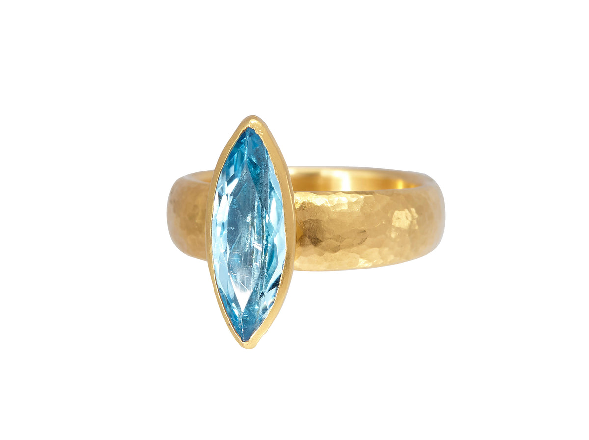 GURHAN, GURHAN Prism Gold Stone Cocktail Ring, 15x7mm Marquise, with Topaz