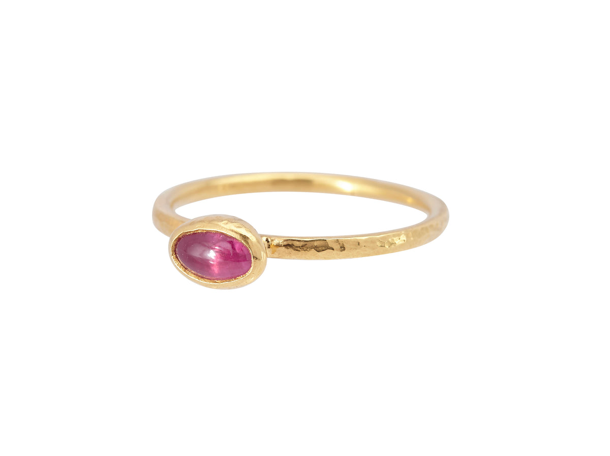 GURHAN, GURHAN Skittle Gold Stone Stacking Ring, 6x4mm Oval, with Ruby