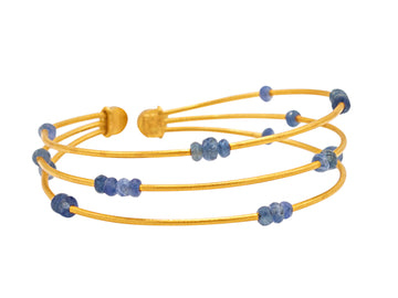GURHAN, GURHAN Rain Gold  Cuff Bracelet, Triple Strand, with Blue Sapphire