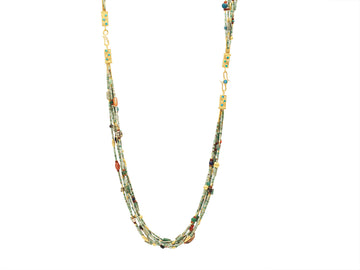 GURHAN, GURHAN Rain Gold Mixed Stone Beaded Long Necklace, 7-Strand with Double "S" Clasp