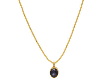 GURHAN, GURHAN Rain Gold Pendant  Necklace, Oval Cabochon, with Sapphire