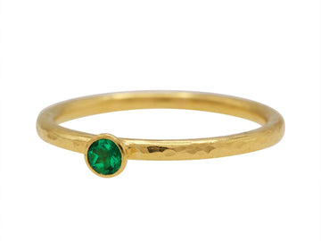 GURHAN, GURHAN Rain Gold Stone Stacking Ring, 3mm Round, Emerald