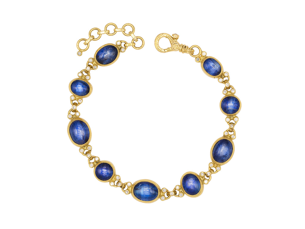 GURHAN, GURHAN Rune Gold All Around Bracelet, Mixed Round and Oval, with Kyanite and Diamond