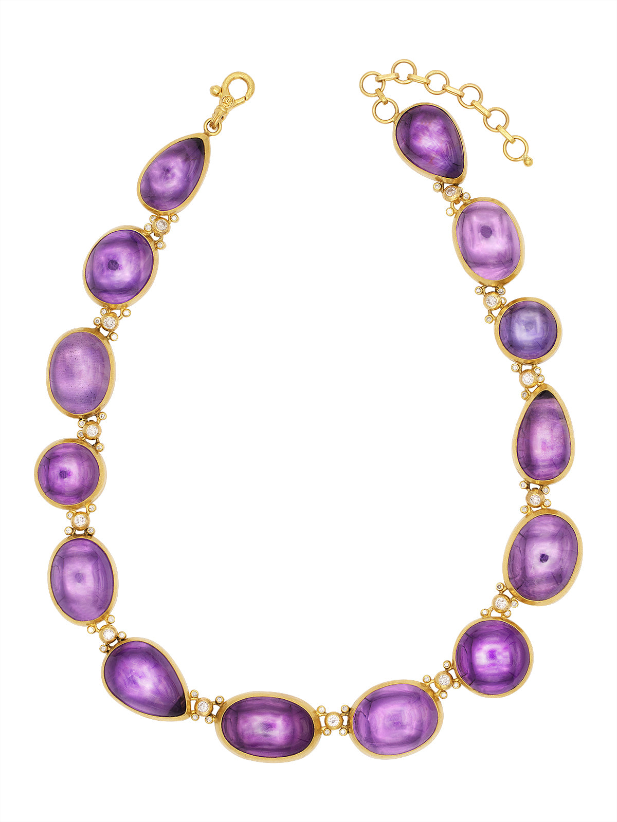 GURHAN, GURHAN Rune Gold All Around Short Necklace, Butterfly Links, with Amethyst and Diamond