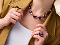 GURHAN, GURHAN Rune Gold All Around Short Necklace, Butterfly Links, with Amethyst and Diamond