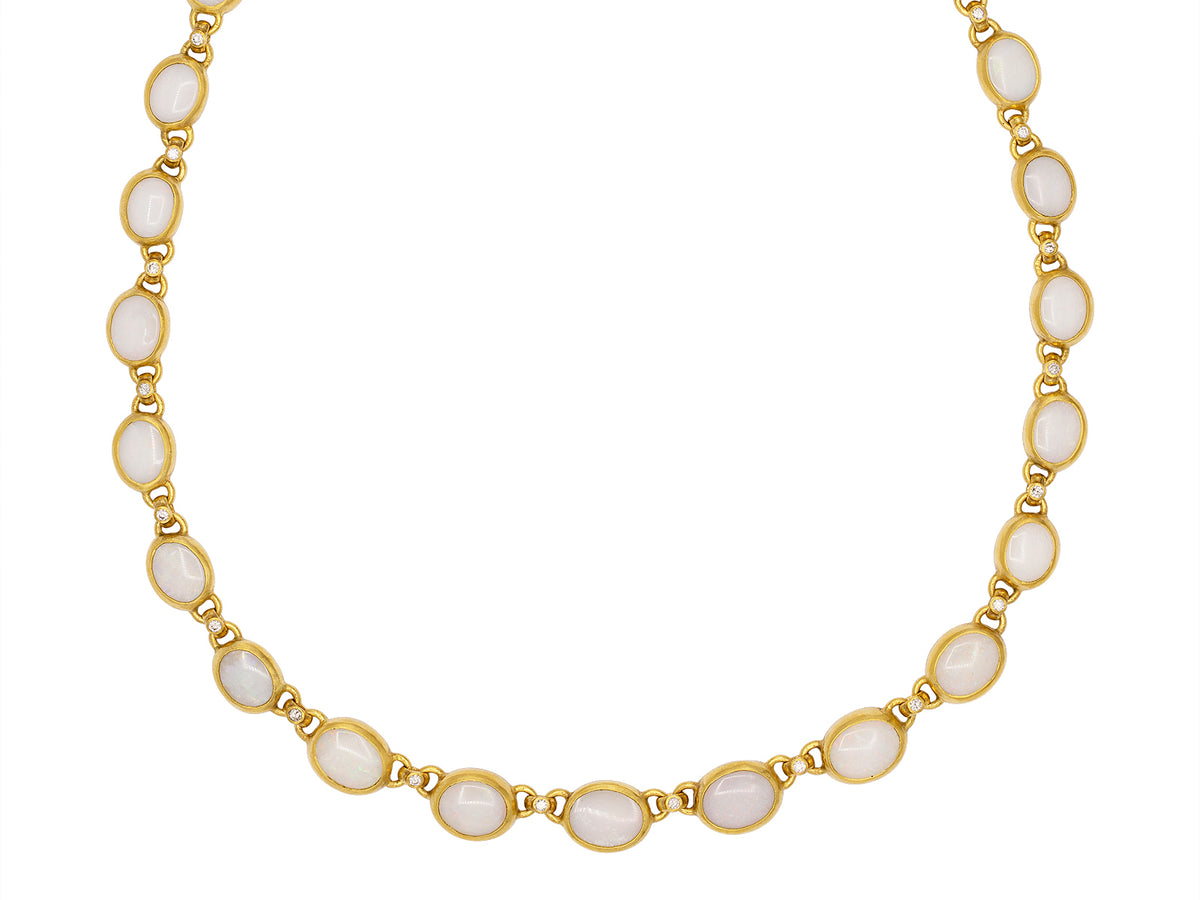 GURHAN, GURHAN Rune Gold All Around Necklace, Mixed Oval Cabochon, with Opal and Diamond