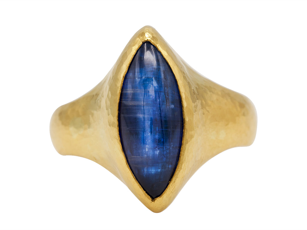 GURHAN, GURHAN Rune Gold Center Stone Ring, 20x10mm Marquise, with Kyanite