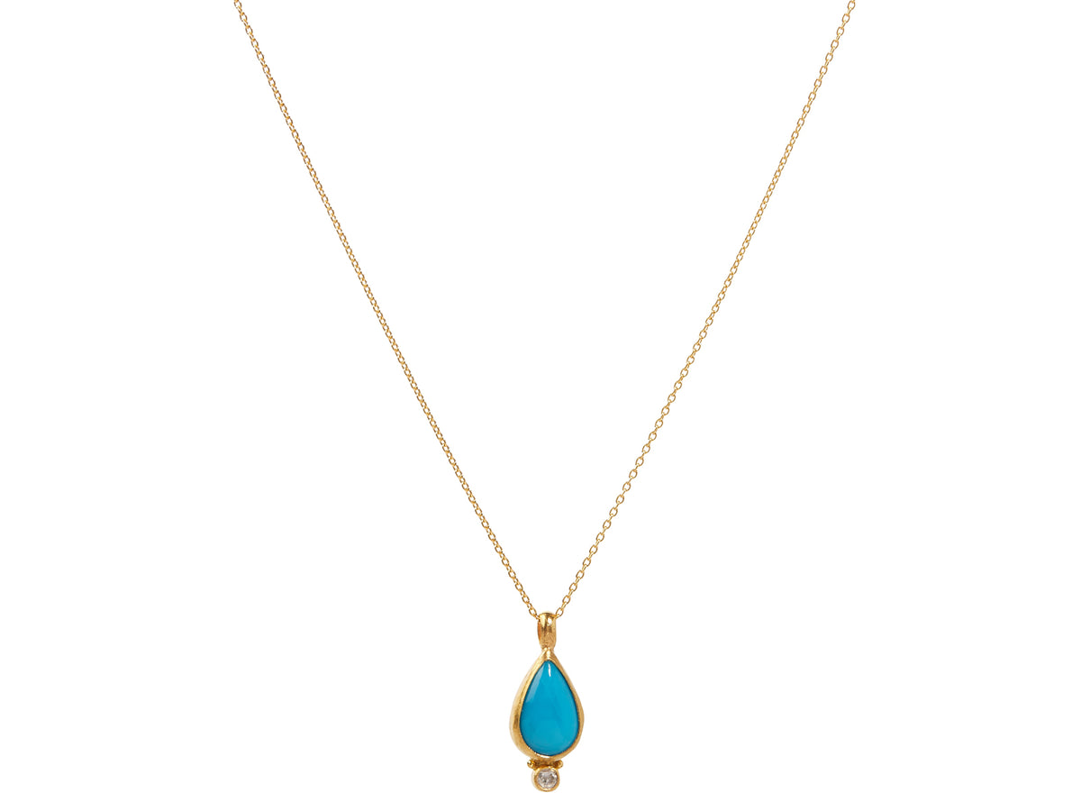 GURHAN, GURHAN Rune Gold Pendant Necklace,  with Turquoise and Diamond