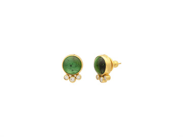 GURHAN, GURHAN Rune Gold Tourmaline Stud Earrings, 12mm Round