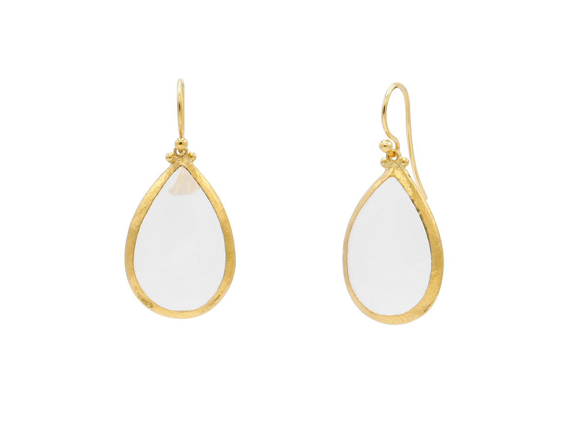 GURHAN, GURHAN Rune Gold Single Drop Earrings, 24x17mm Teardrop, Crystal