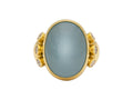 GURHAN, GURHAN Rune Gold Stone Cocktail Ring, 20x15mm Oval, with Aquamarine and Diamond