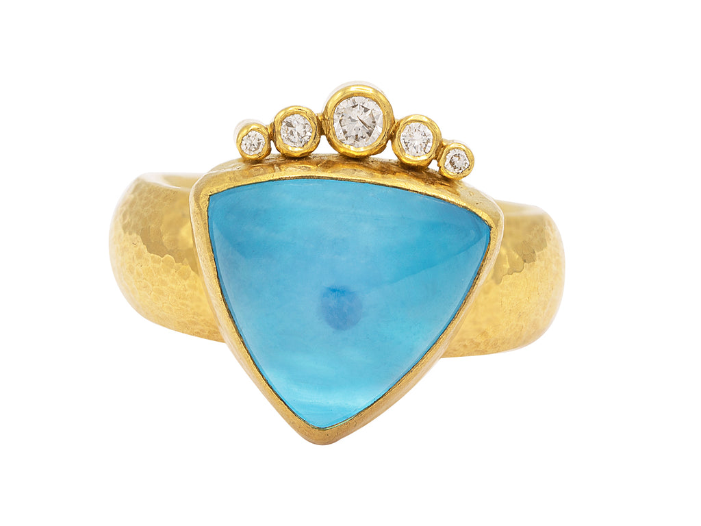 GURHAN, GURHAN Rune Gold Stone Cocktail Ring, 13mm Triangle,  with Topaz and Diamond