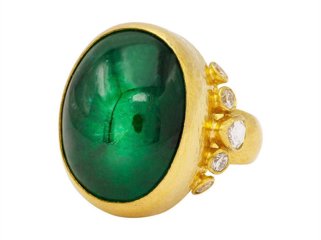 GURHAN, GURHAN Rune Gold Emerald Cocktail Ring, 25x19mm Oval