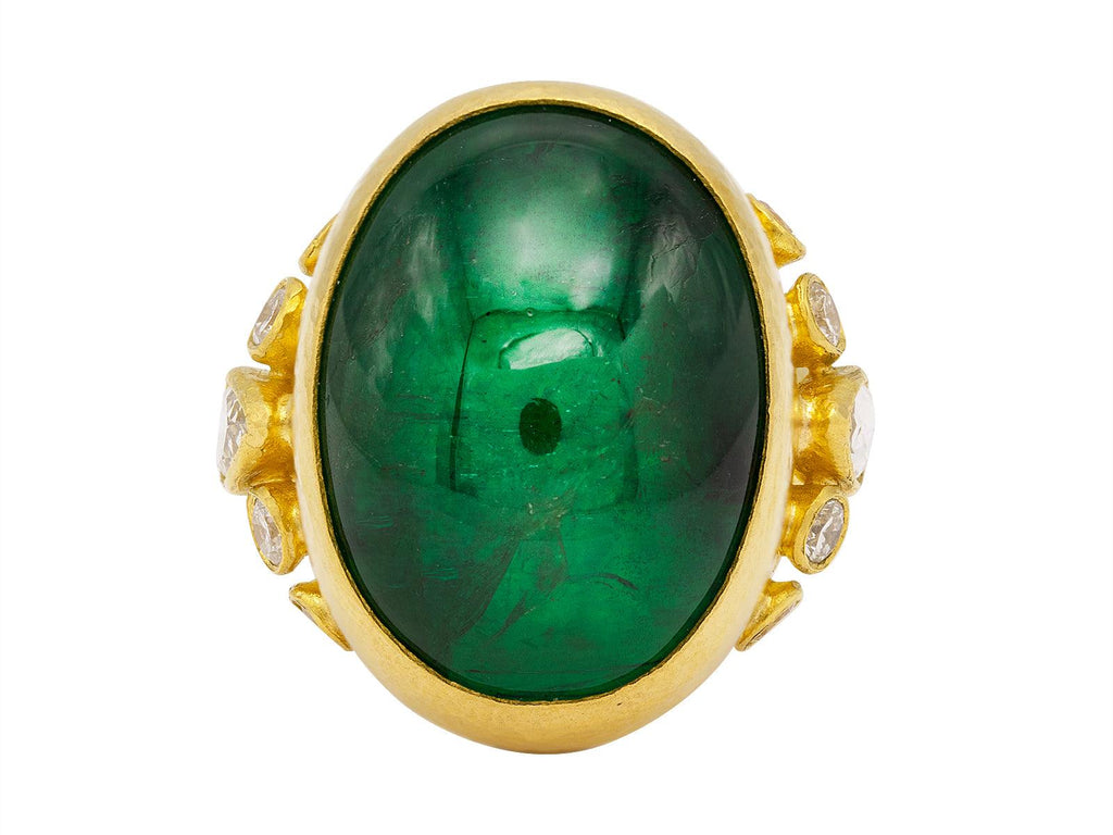 GURHAN, GURHAN Rune Gold Emerald Cocktail Ring, 25x19mm Oval