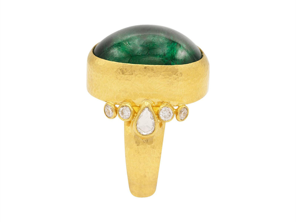 GURHAN, GURHAN Rune Gold Emerald Cocktail Ring, 25x19mm Oval