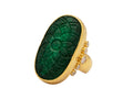 GURHAN, GURHAN Rune Gold Stone Cocktail Ring, 35x19mm Carved Oval, with Emerald and Diamond