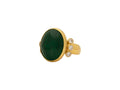 GURHAN, GURHAN Rune Gold Stone Cocktail Ring, 19x15mm Oval, with Emerald and Diamond