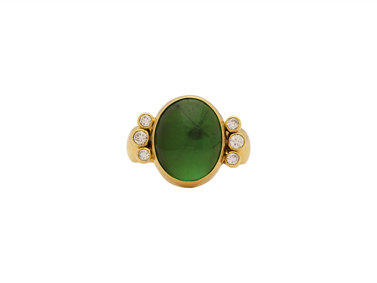GURHAN, GURHAN Rune Gold Stone Cocktail Ring, 16x13mm Oval, with Tourmaline and Diamond