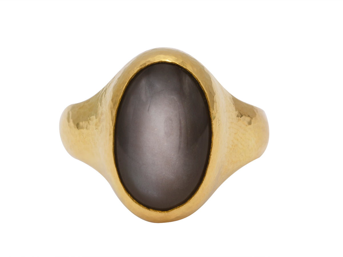 GURHAN, GURHAN Rune Gold Stone Cocktail Ring, 16x11mm Oval on Graduated Band, with Moonstone