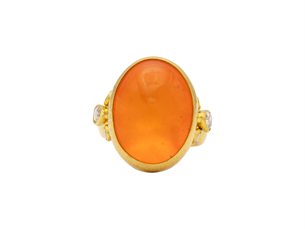 GURHAN, GURHAN Rune Gold Stone Cocktail Ring, 22x17mm Oval, with Opal and Diamond