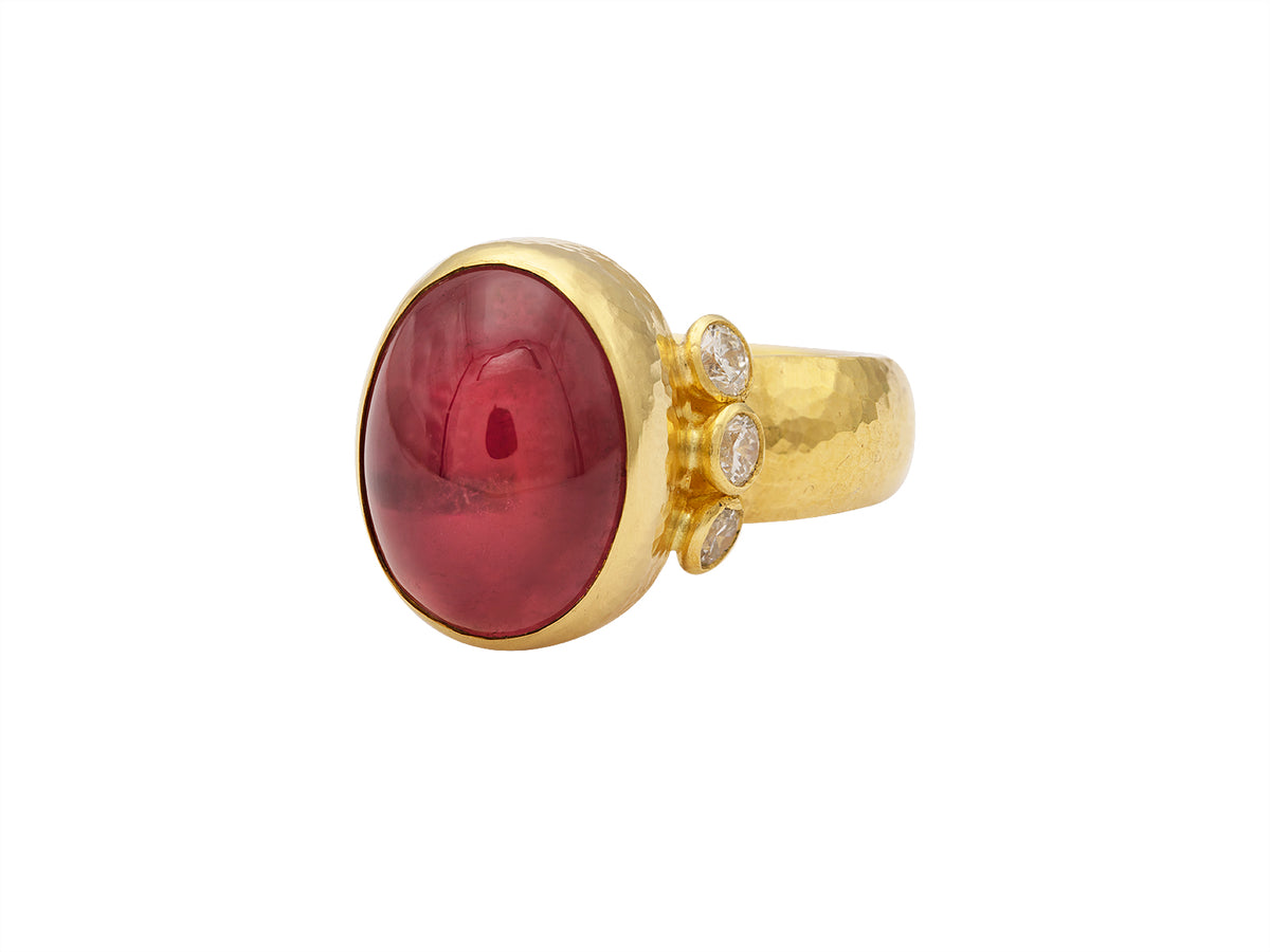 GURHAN, GURHAN Rune Gold Stone Cocktail Ring, 15x12mm Oval, with Tourmaline and Diamond