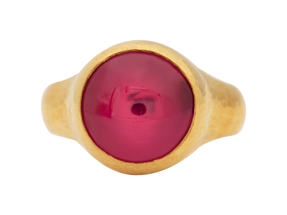 GURHAN, GURHAN Rune Gold Stone Cocktail Ring, 11mm Round, with Rubellite