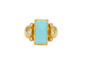 GURHAN, GURHAN Rune Gold Stone Cocktail Ring, 16x9mm Rectangle, with Turquoise and Diamond