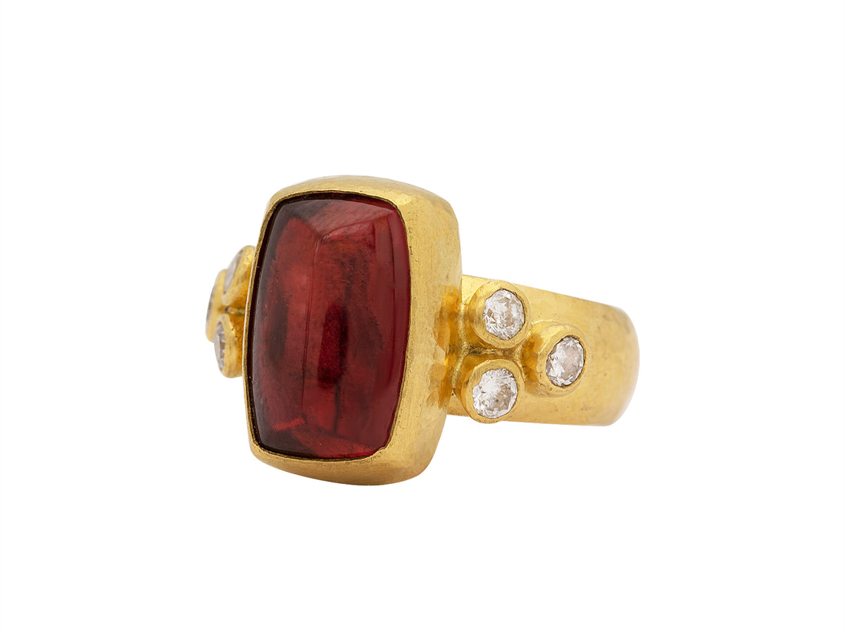 GURHAN, GURHAN Rune Gold Stone Cocktail Ring, 15x11mm Rectangle, with Tourmaline and Diamond