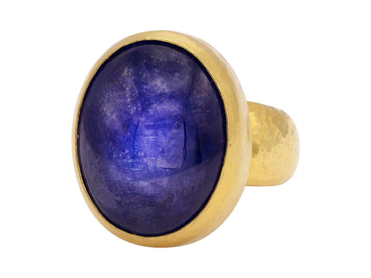 GURHAN, GURHAN Rune Gold Stone Cocktail Ring, 21x17mm Oval, with Tanzanite