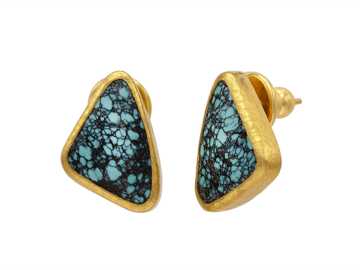 GURHAN, GURHAN Rune Gold Stud Earrings, with Turquoise