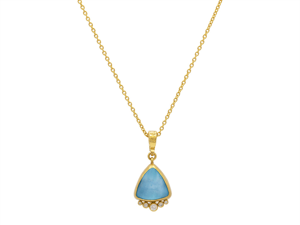 GURHAN, GURHAN Rune Gold Triangle Pendant Necklace, 14mm, with Topaz and Diamond