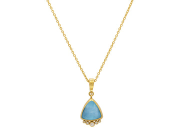 GURHAN, GURHAN Rune Gold Triangle Pendant Necklace, 14mm, with Topaz and Diamond