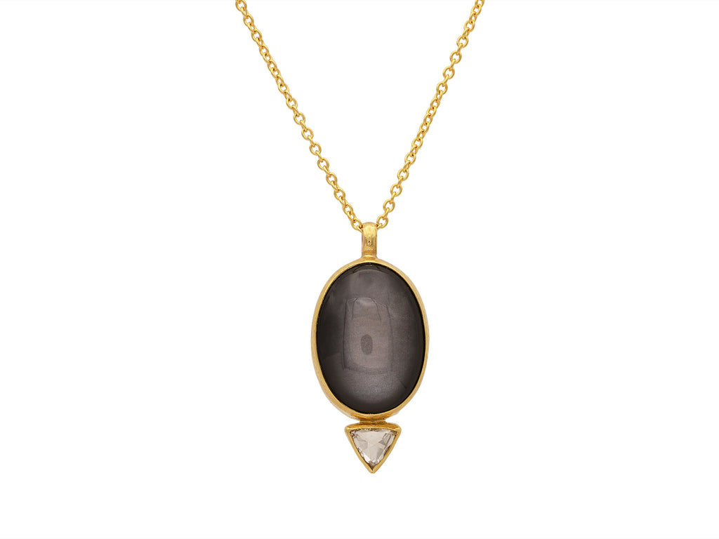 GURHAN, GURHAN Rune Gold Pendant Necklace, 23x16mm Oval, with Moonstone and Diamond