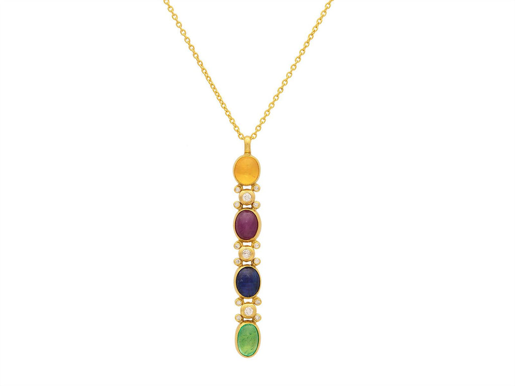 GURHAN, GURHAN Rune Gold Mixed Stone Pendant Necklace, Mixed Oval Cabochon