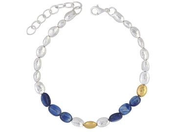 GURHAN, GURHAN Spell Sterling Silver Kyanite Beaded Single-Strand Bracelet, Nugget Beads, Gold Accents