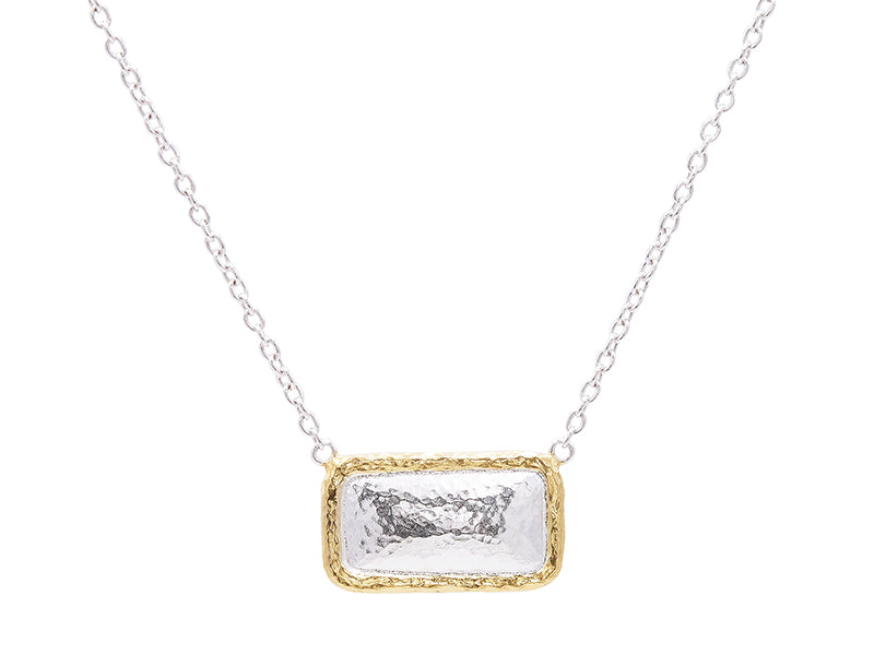 GURHAN, GURHAN Amulet Sterling Silver Pendant Necklace, Rectangle, Gold Accents