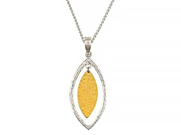 GURHAN, GURHAN Willow Sterling Silver Pendant Necklace, Open, with No Stone & Gold Accents
