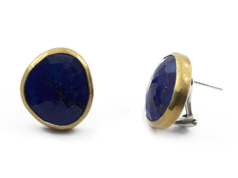 GURHAN, GURHAN Elements Sterling Silver Clip Post Stud Earrings, Amorphous, Lapis, Gold Accents