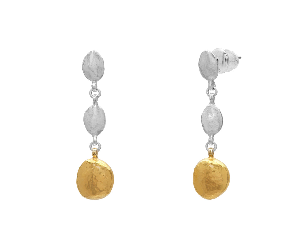 GURHAN, GURHAN Nugget Sterling Silver Drop Earrings,  with No Stone & Gold Accents