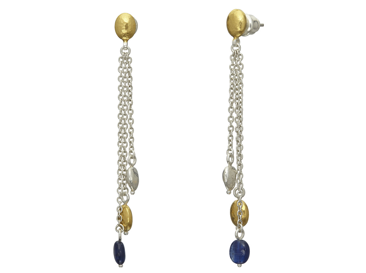 GURHAN, GURHAN Nugget Sterling Silver Stiletto Earrings,  with Kyanite & Gold Accents