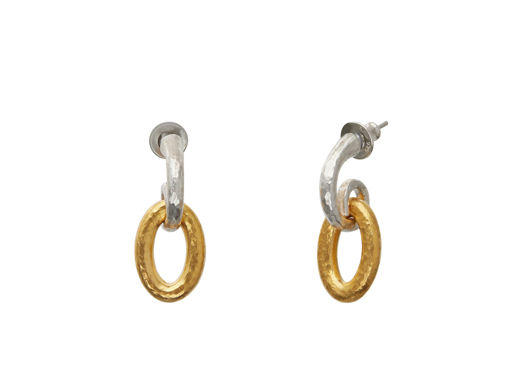 GURHAN, GURHAN Hoopla Sterling Silver Front Hoop Earrings, Heavy Oval Link, with No Stone & Gold Accents