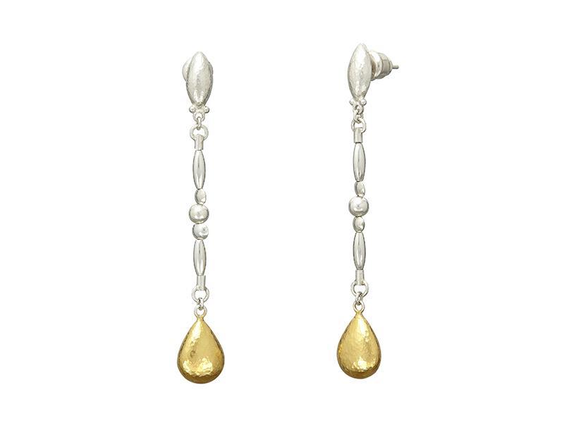GURHAN, GURHAN Spell Sterling Silver Stiletto Earrings, Long Beaded, with No Stone & Gold Accents
