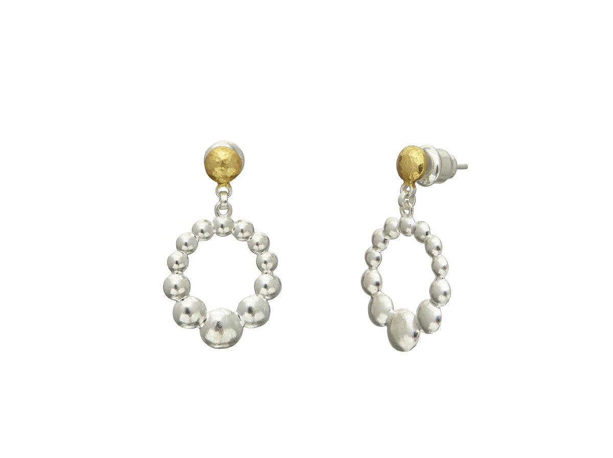GURHAN, GURHAN Caviar Sterling Silver Front Hoop Earrings,  with No Stone & Gold Accents