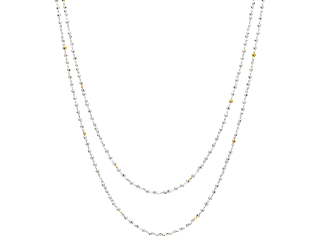 GURHAN, GURHAN Spell Sterling Silver Beaded Long Necklace, Mini Lentil Shapes, Gold Accents