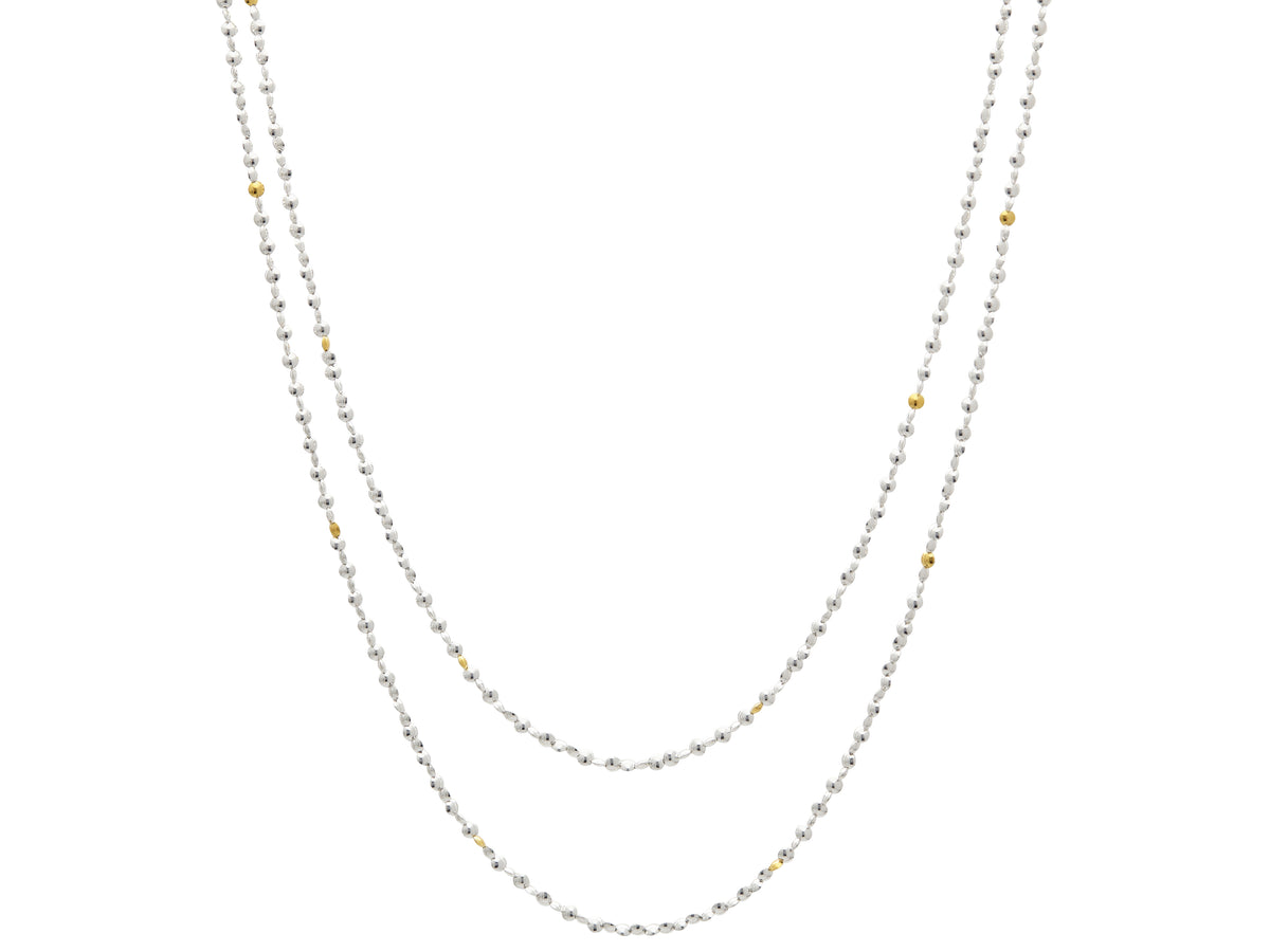 GURHAN, GURHAN Caviar Sterling Silver Single Strand Necklace, No Stone, Gold Accents