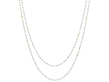 GURHAN, GURHAN Spell Sterling Silver Beaded Long Necklace, Mini Lentil Shapes, Gold Accents