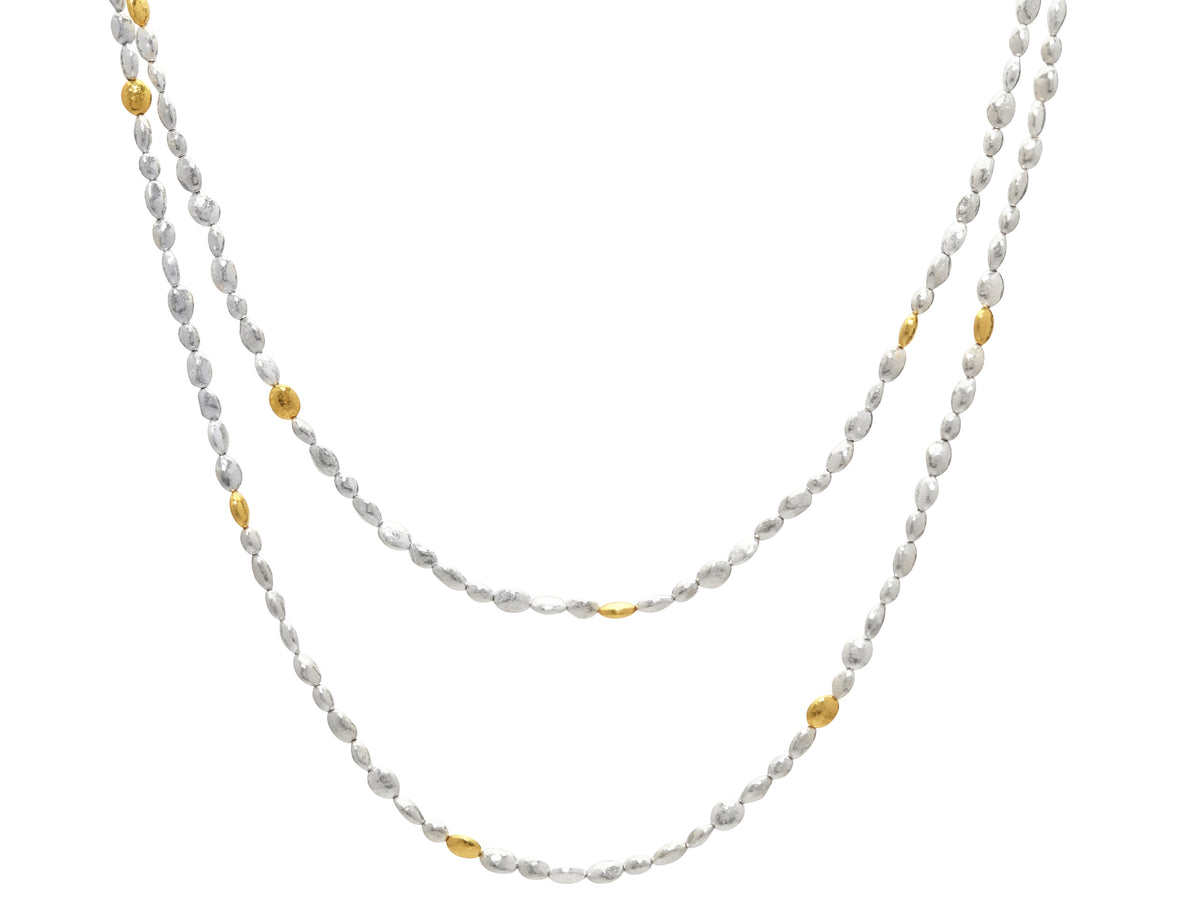 GURHAN, GURHAN Nugget Sterling Silver Single Strand Necklace,  with No Stone & Gold Accents