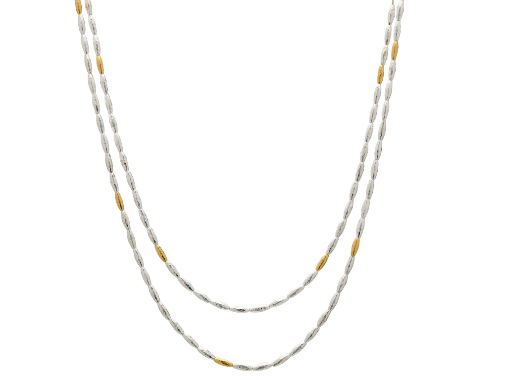 GURHAN, GURHAN Wheat Sterling Silver Single Strand Necklace,  with No Stone & Gold Accents