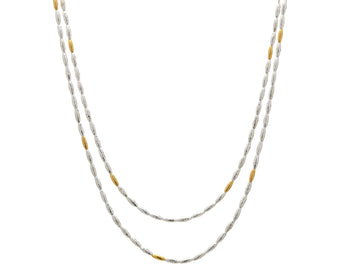 GURHAN, GURHAN Wheat Sterling Silver Single Strand Necklace,  with No Stone & Gold Accents